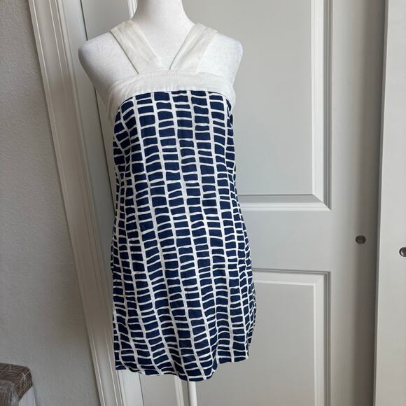 NWT Island Company 100% Linen Hydra Dress Sz XS Blue White Seabed - Picture 2 of 14